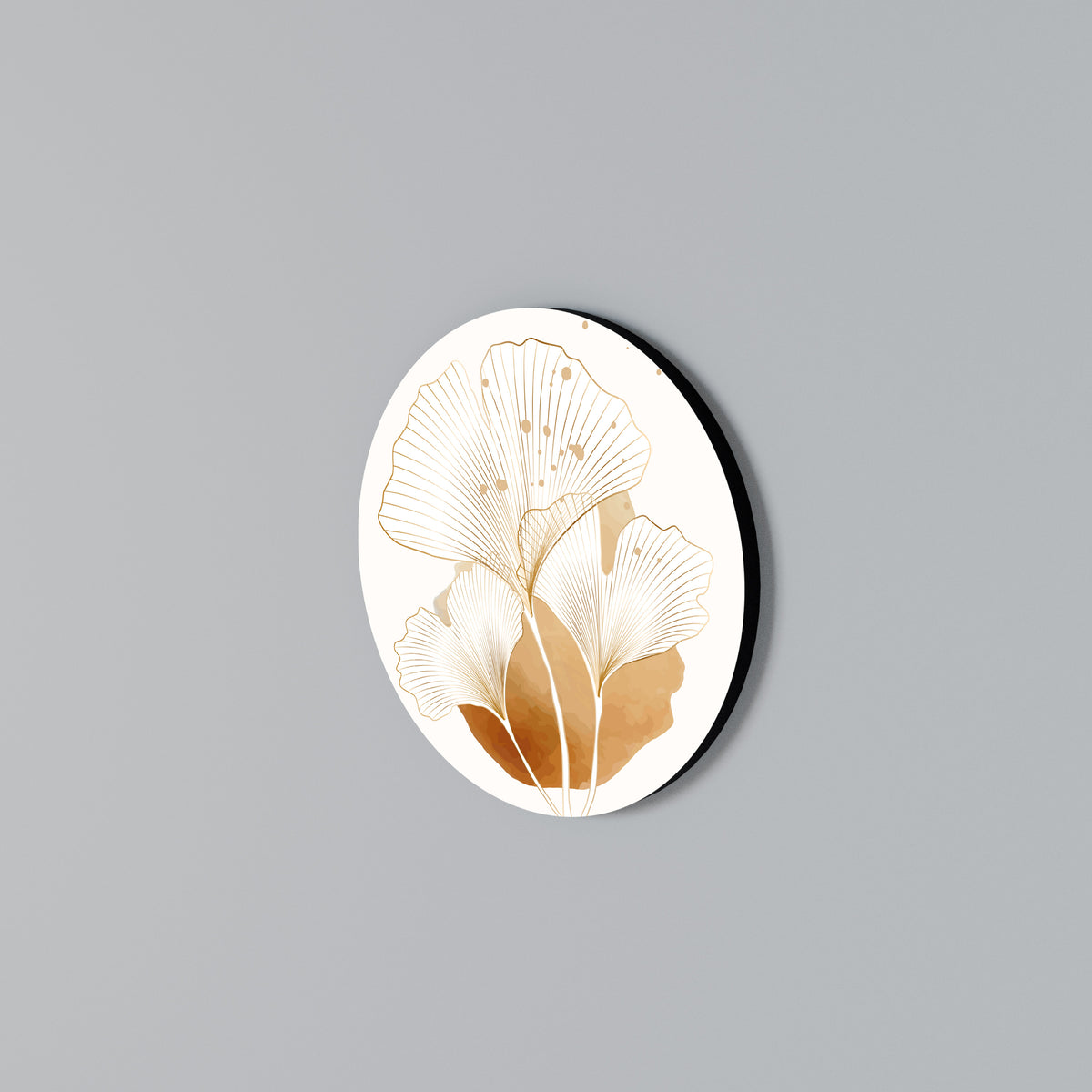 GOLDEN GINKGO DREAMS Rund väggdekor