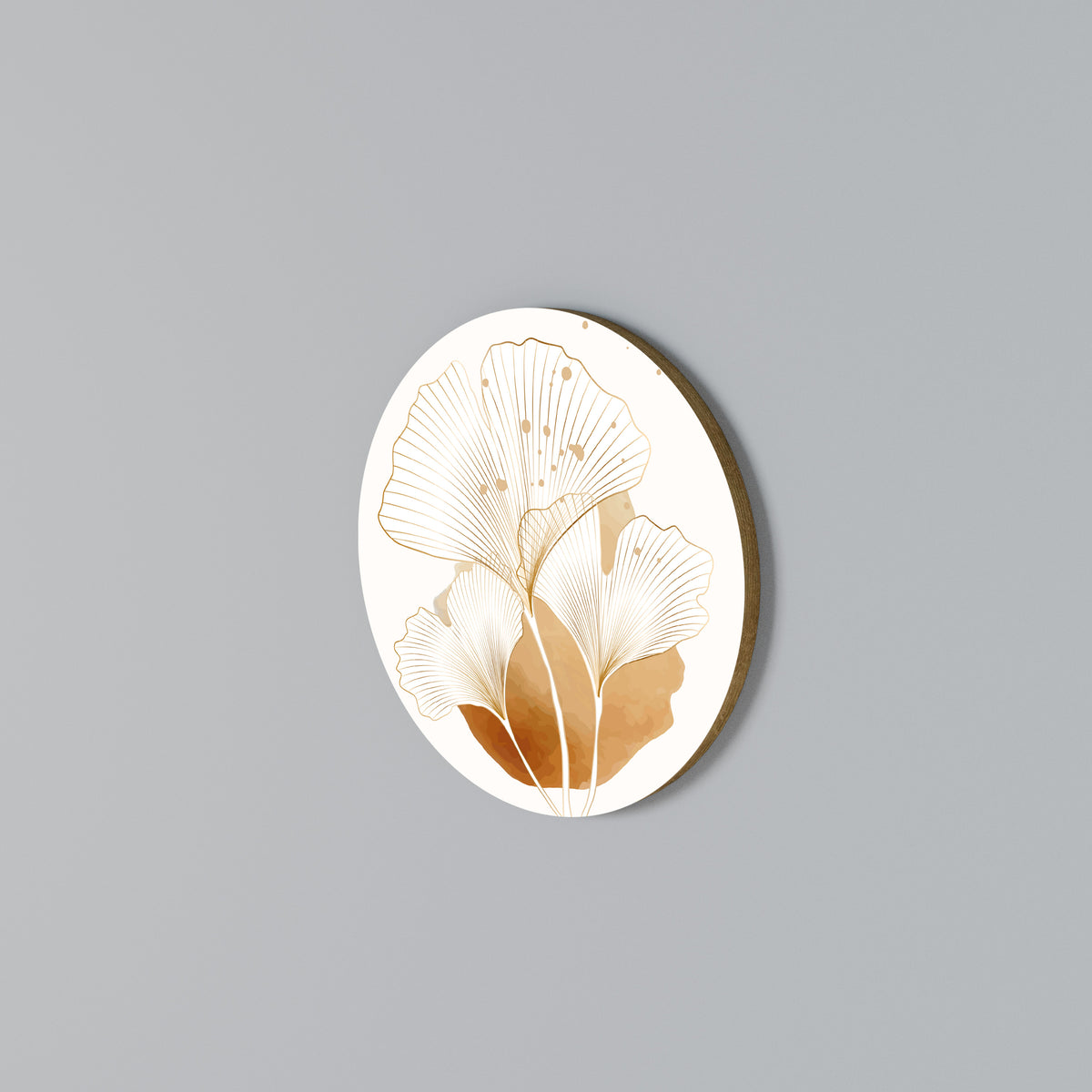 GOLDEN GINKGO DREAMS Rund väggdekor