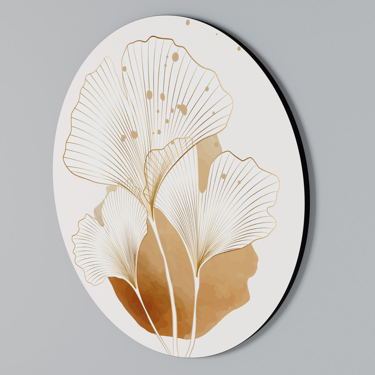 GOLDEN GINKGO DREAMS Rund väggdekor