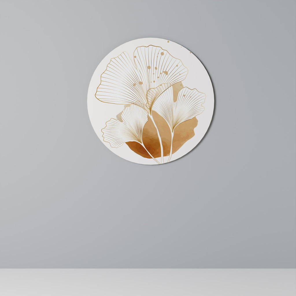 Rund väggdekoration med gyllene ginkgo-drömmar