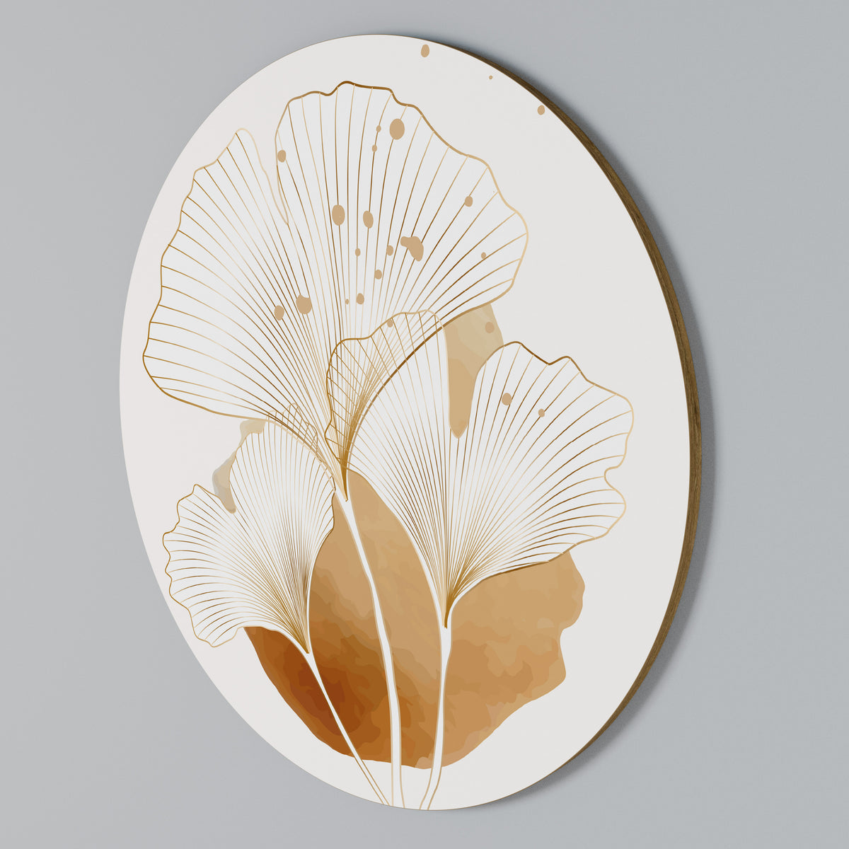 GOLDEN GINKGO DREAMS Rund väggdekor
