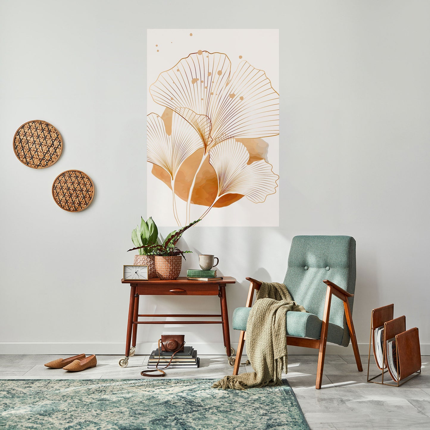 GYLLENE GINKGO-DRÖMMAR, skalbar och självhäftande poster