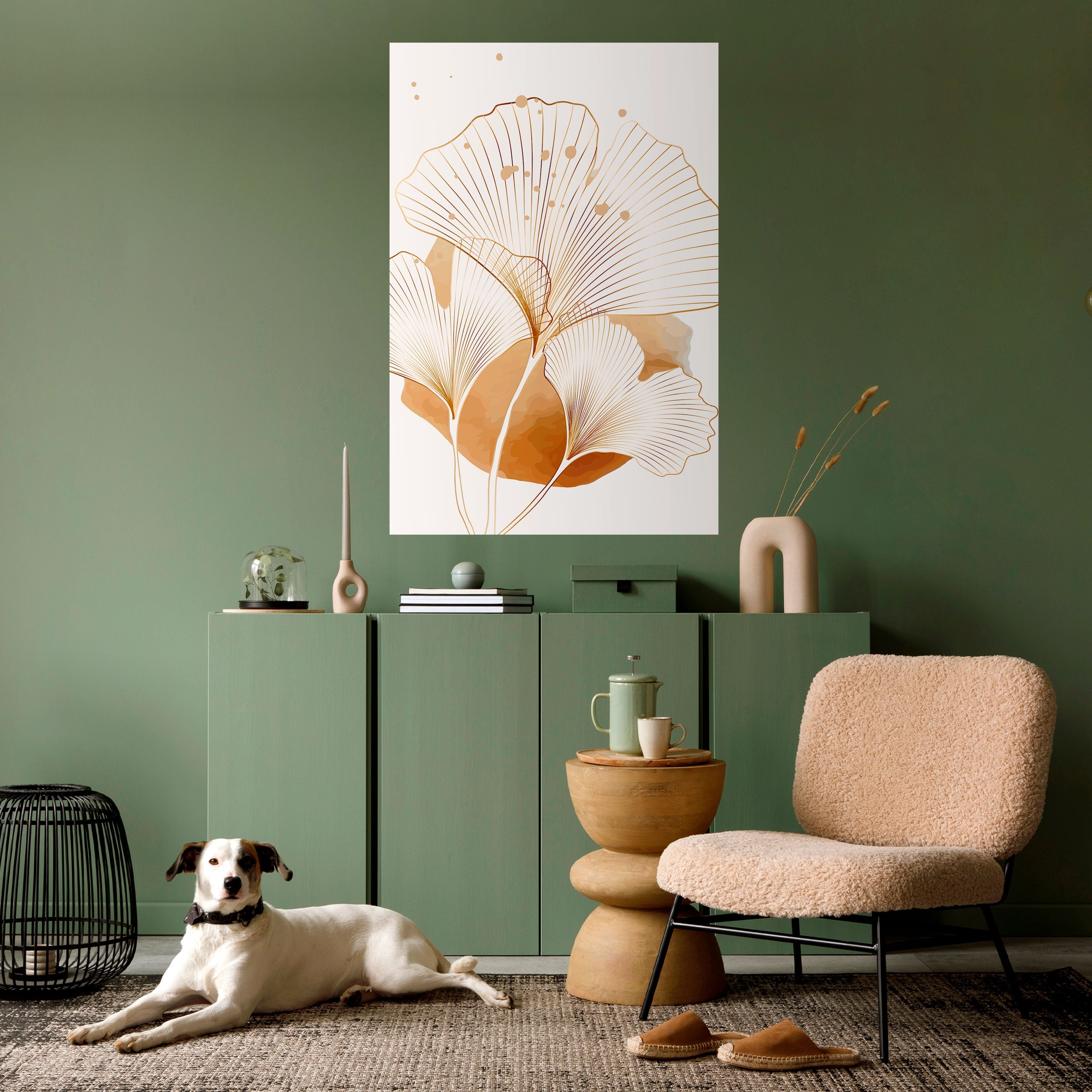 GYLLENE GINKGO-DRÖMMAR, skalbar och självhäftande poster