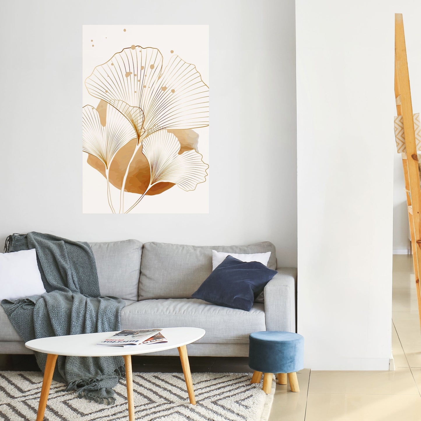 GYLLENE GINKGO-DRÖMMAR, skalbar och självhäftande poster