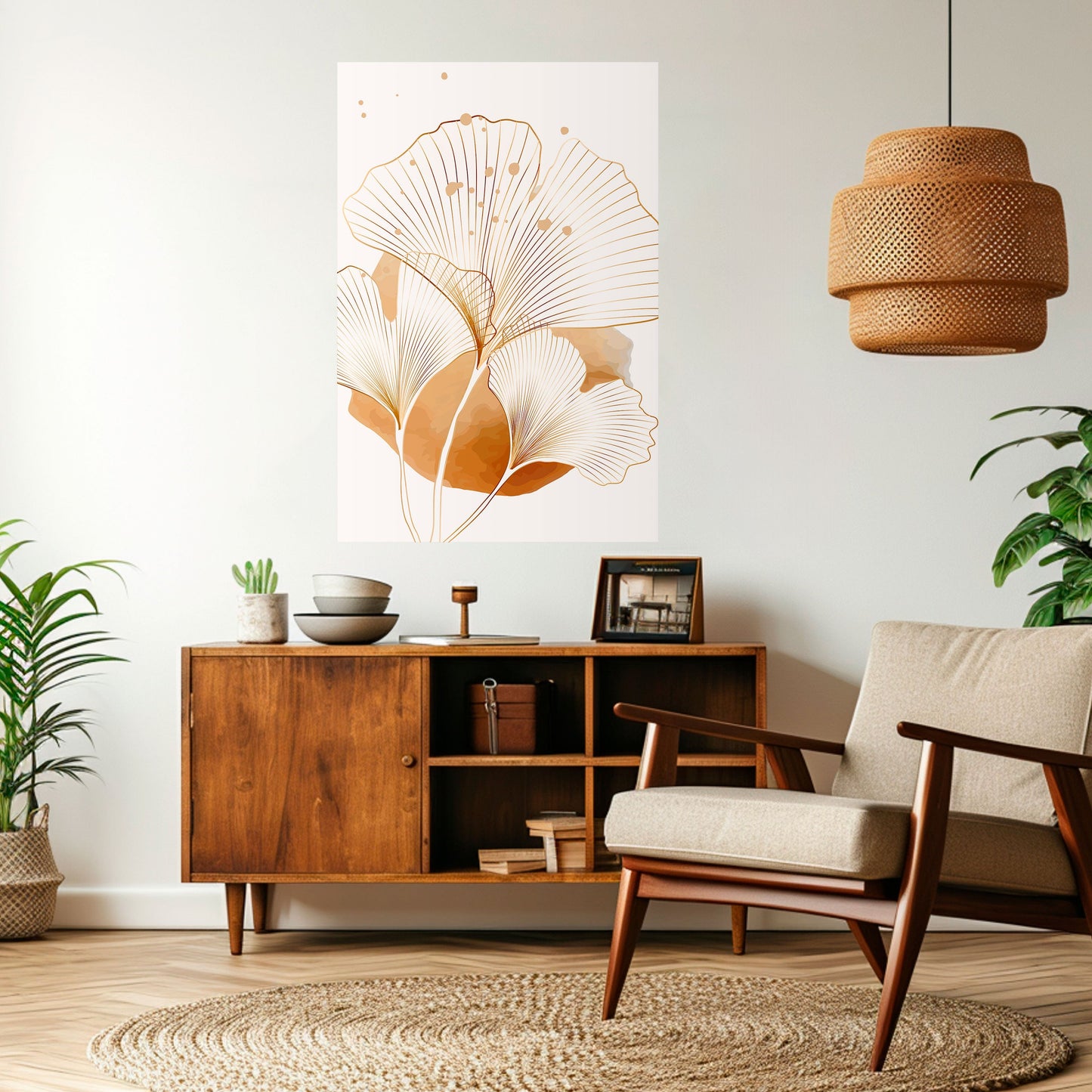 GYLLENE GINKGO-DRÖMMAR, skalbar och självhäftande poster