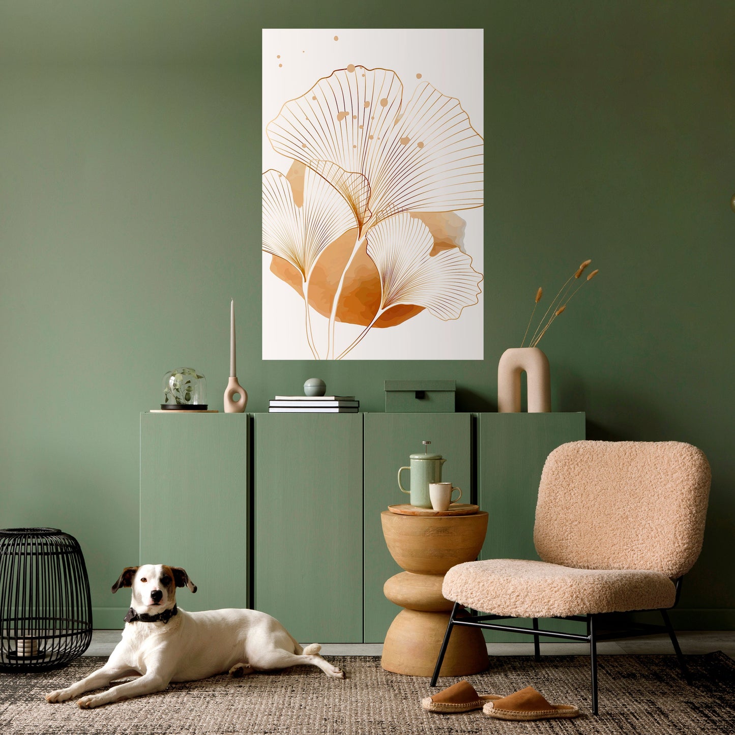 GYLLENE GINKGO-DRÖMMAR, skalbar och självhäftande poster