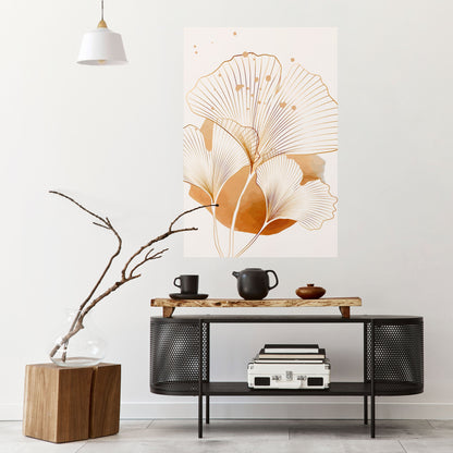 GYLLENE GINKGO-DRÖMMAR, skalbar och självhäftande poster