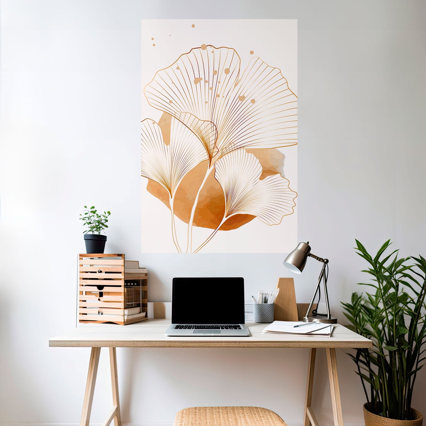 GYLLENE GINKGO-DRÖMMAR, skalbar och självhäftande poster