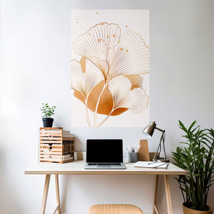 GYLLENE GINKGO-DRÖMMAR, skalbar och självhäftande poster