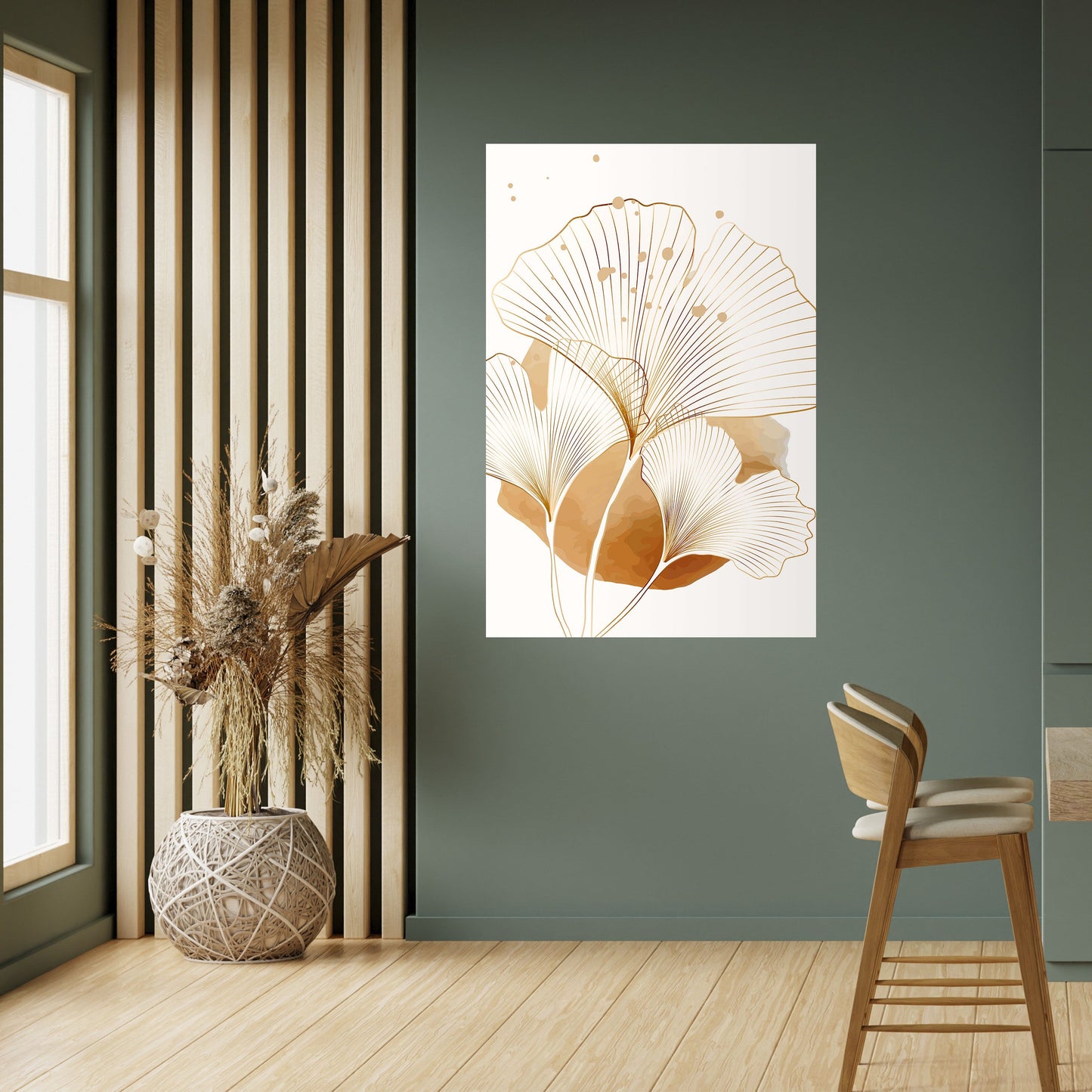 GYLLENE GINKGO-DRÖMMAR, skalbar och självhäftande poster