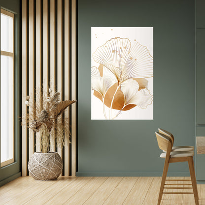 GYLLENE GINKGO-DRÖMMAR, skalbar och självhäftande poster
