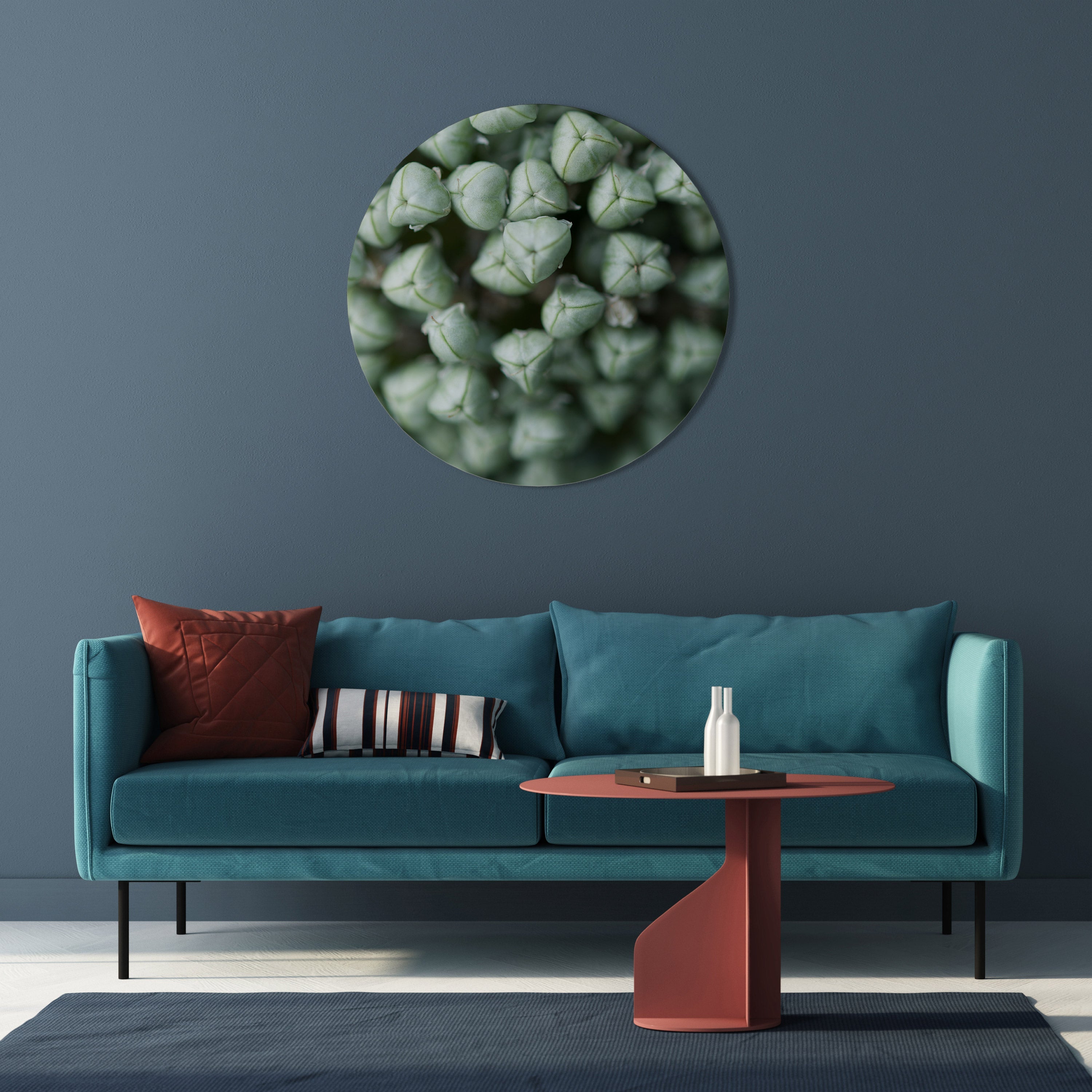 TEXTURERADE GRÖNA SMÅBITAR Rund väggdekoration