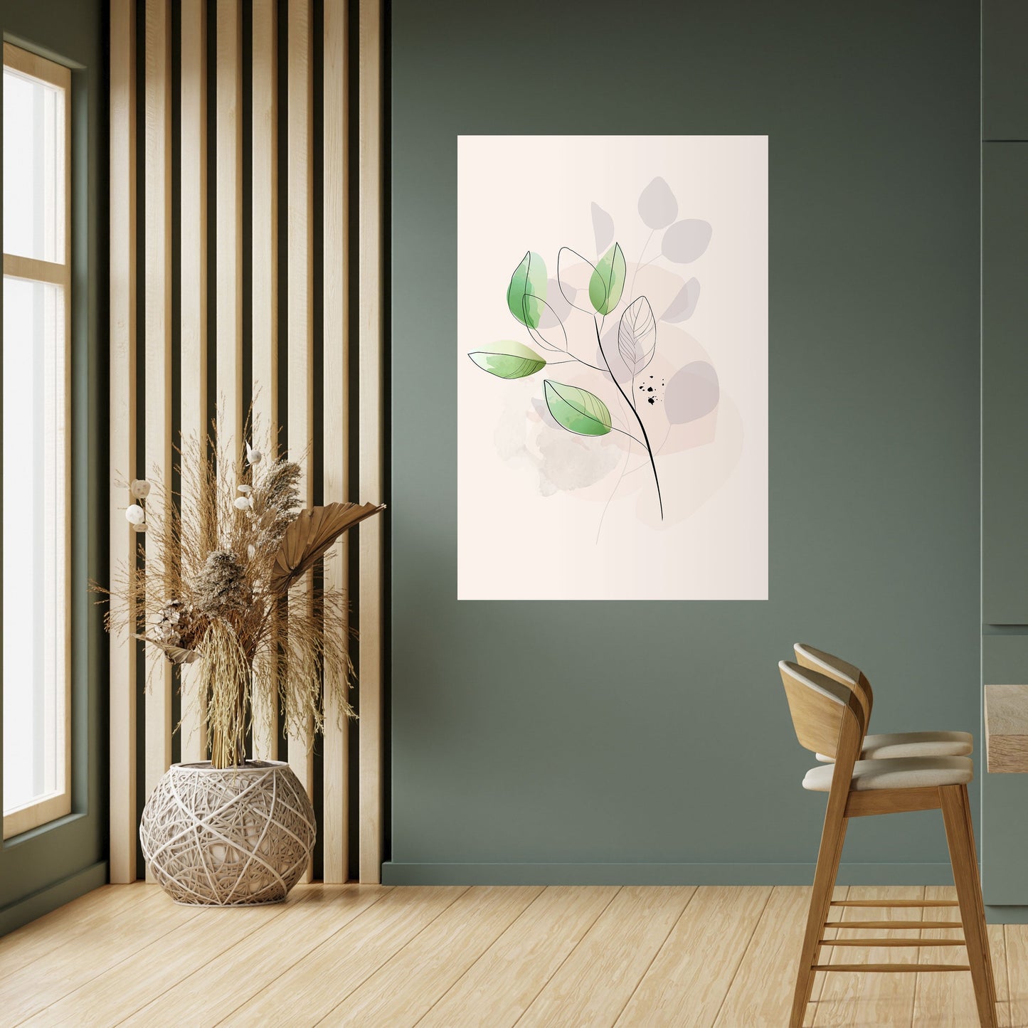 SERENE LEAF SONG vertikal poster med självhäftande motiv