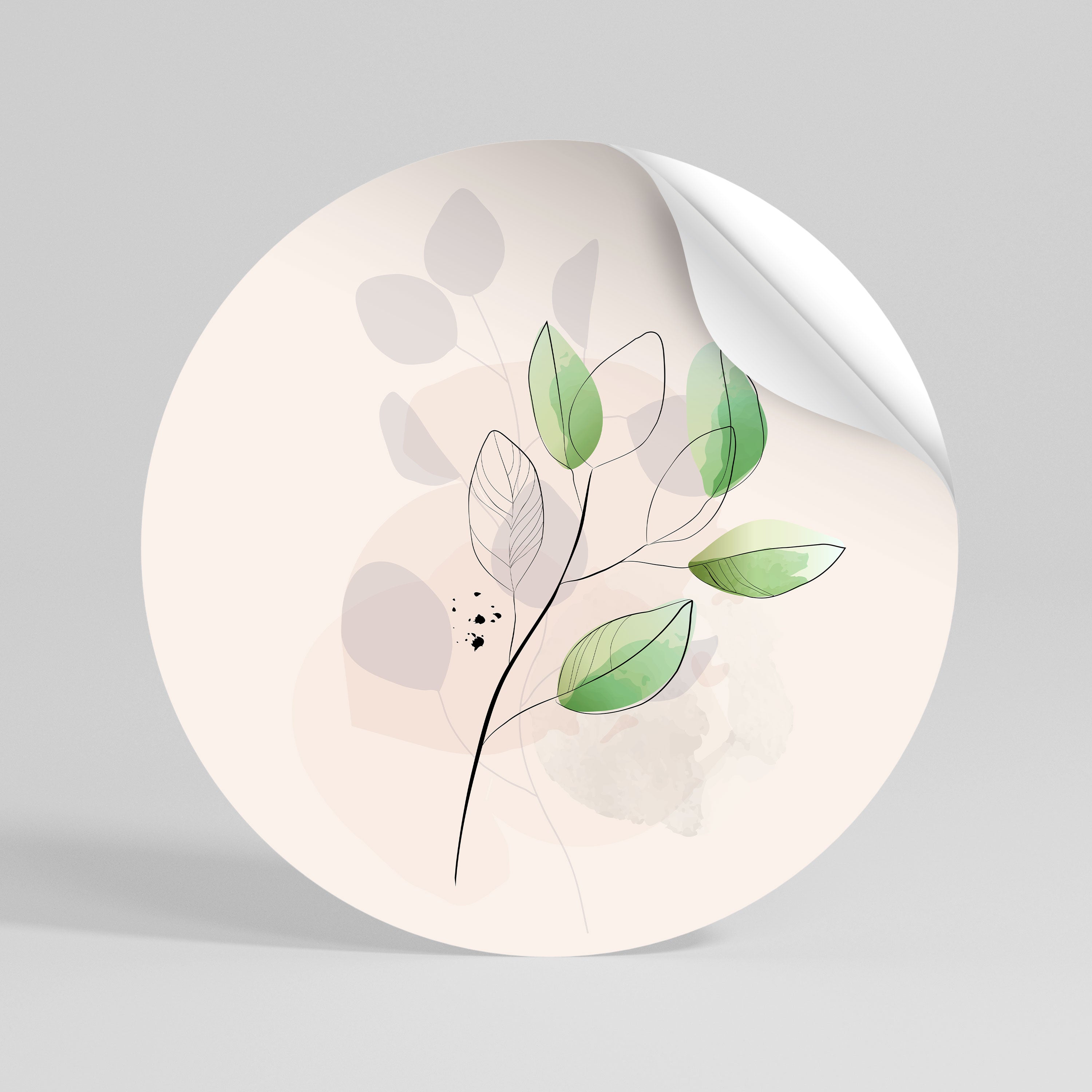 SERENE LEAF SONG Peel and Stick Round Sticker