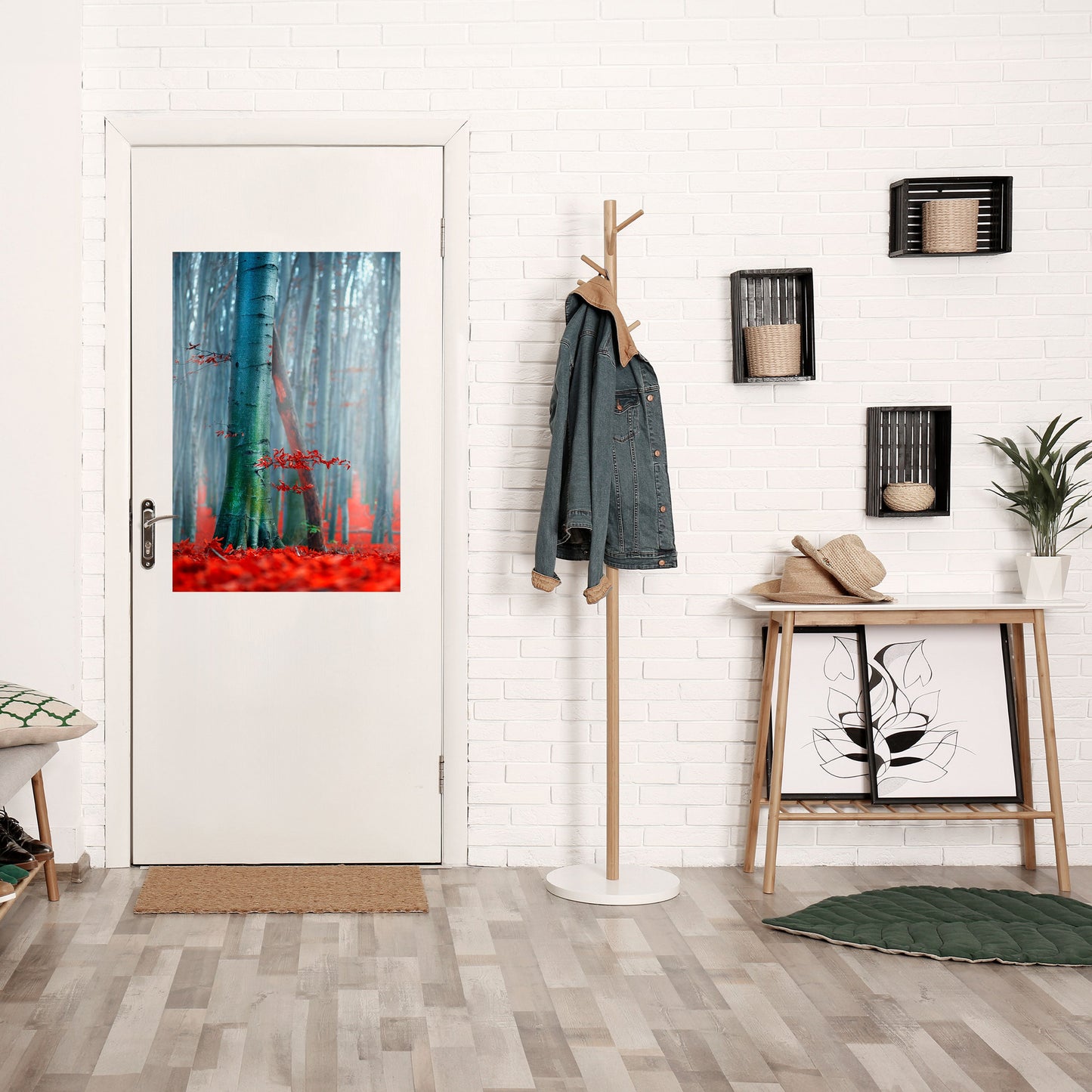 LUGN RÖD ELEGANS Vertikal poster med självhäftande klistermärke