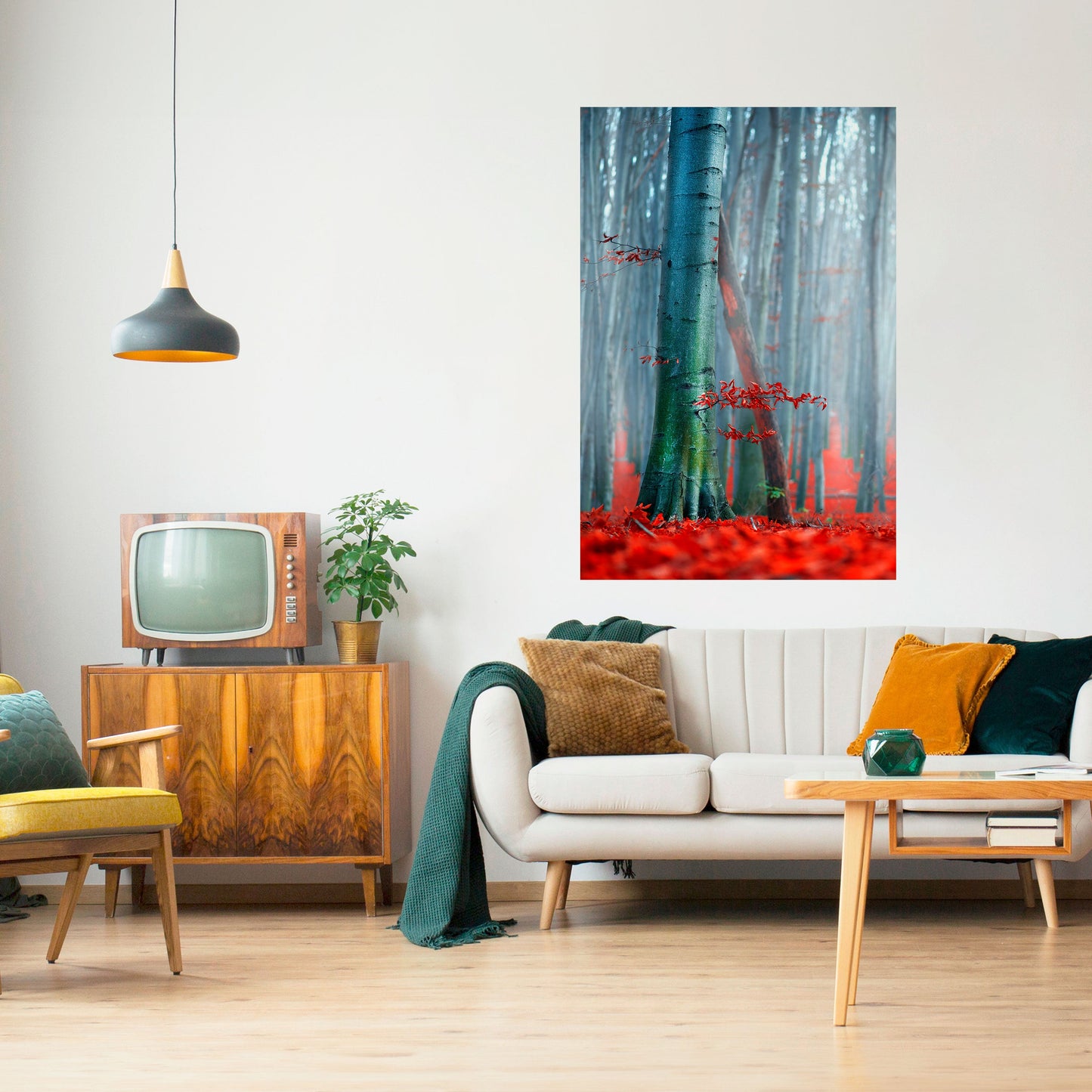 LUGN RÖD ELEGANS Vertikal poster med självhäftande klistermärke