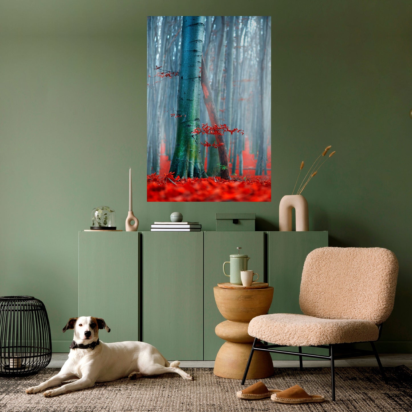 LUGN RÖD ELEGANS Vertikal poster med självhäftande klistermärke
