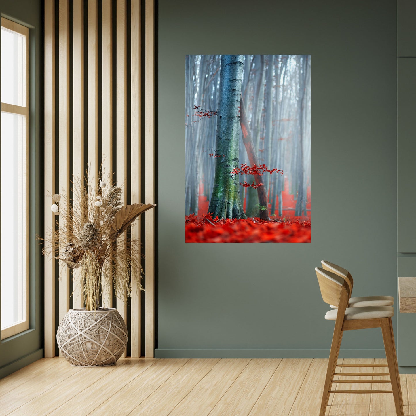 LUGN RÖD ELEGANS Vertikal poster med självhäftande klistermärke