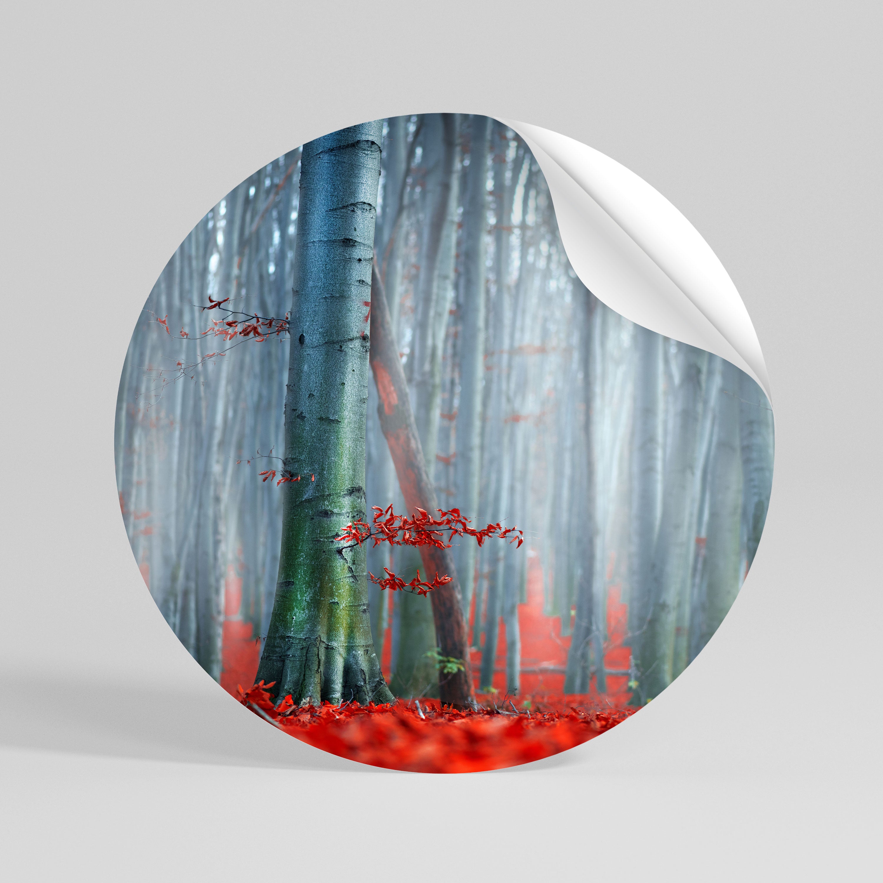 TRANQUIL RED ELEGANCE Peel and Stick Round Sticker