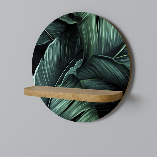 LEAFY ELEGANCE Rund konsthylla i ekeffekt