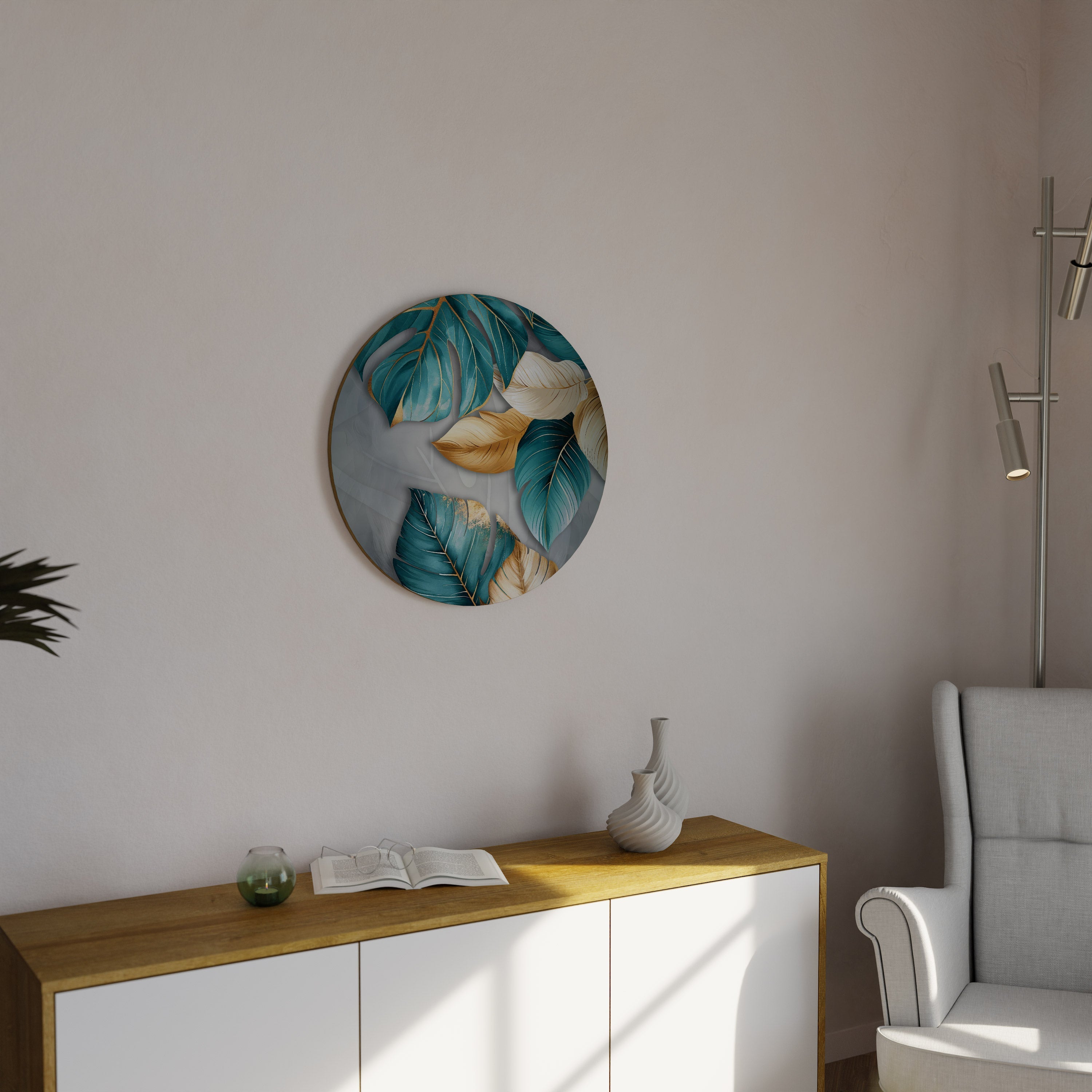 Rund väggdekoration med ELEGANS I LÖV