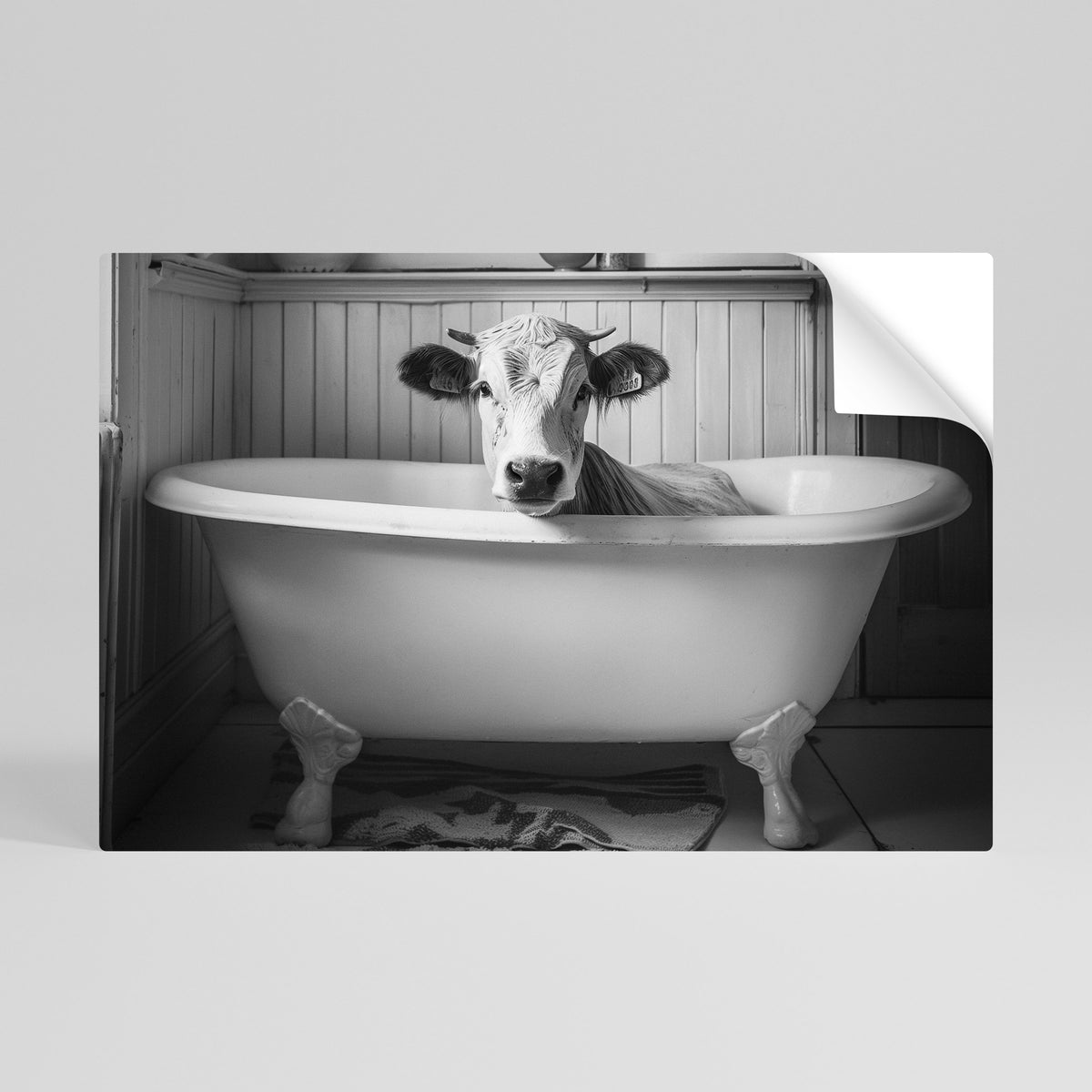 COW IN RELAXATION Självhäftande Horisontell Poster