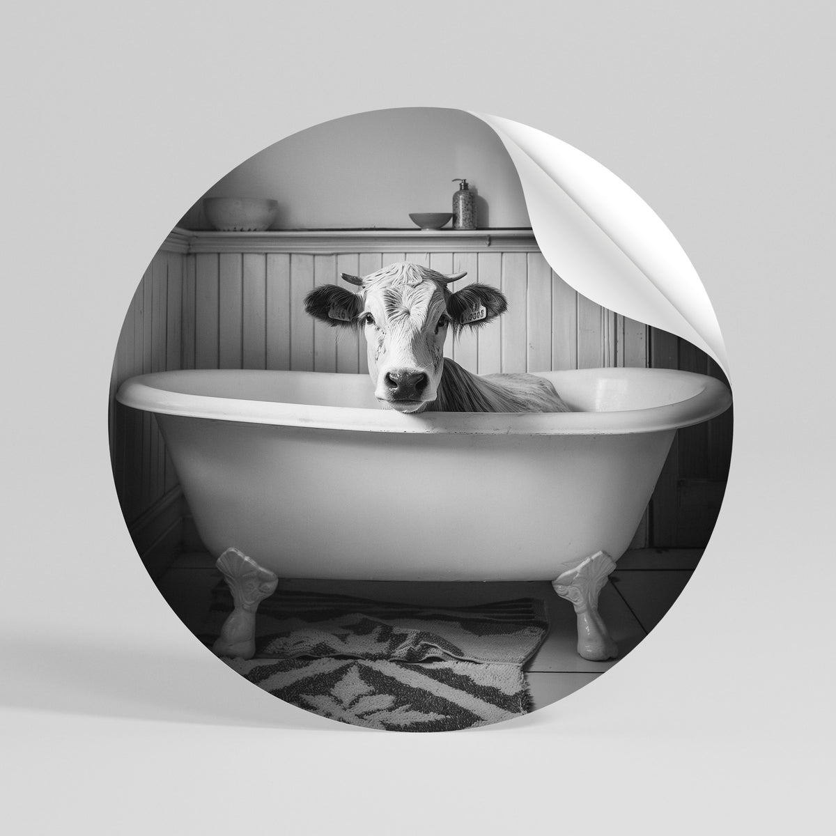 COW IN RELAXATION Rund väggdekal