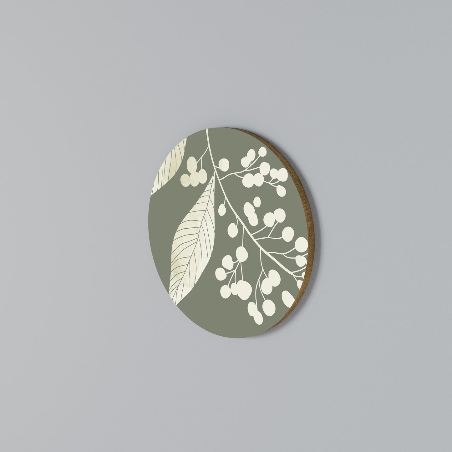 SERENE LEAFY FANTASIES Round Wall Art