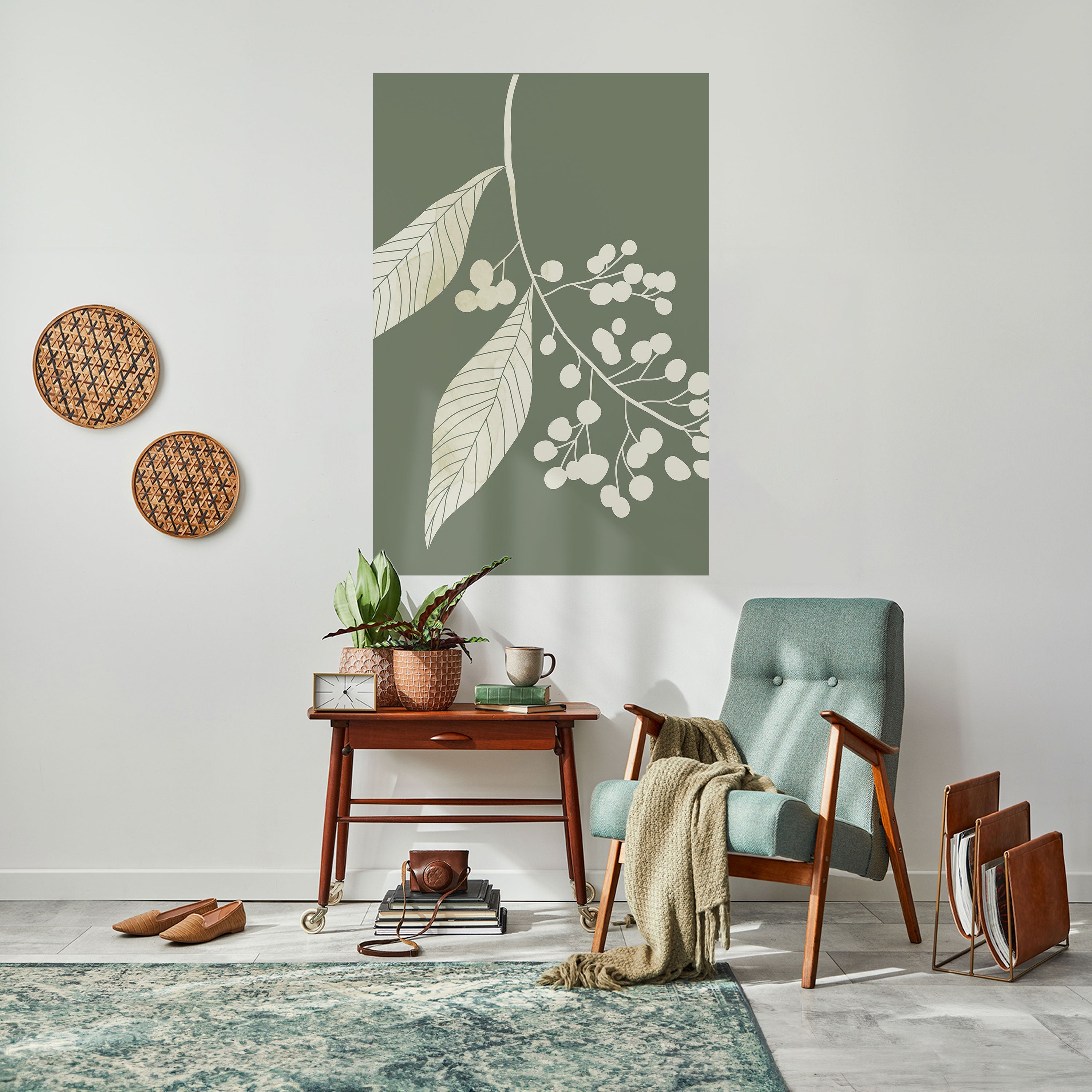 SERENE LEAFY FANTASIES Vertikal poster med självhäftande klistermärke