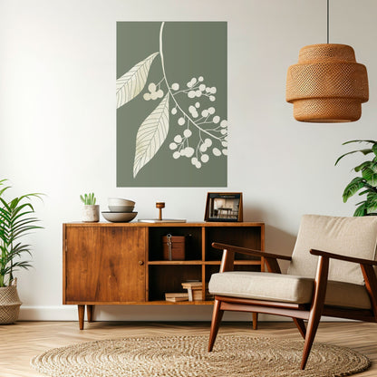 SERENE LEAFY FANTASIES Vertikal poster med självhäftande klistermärke