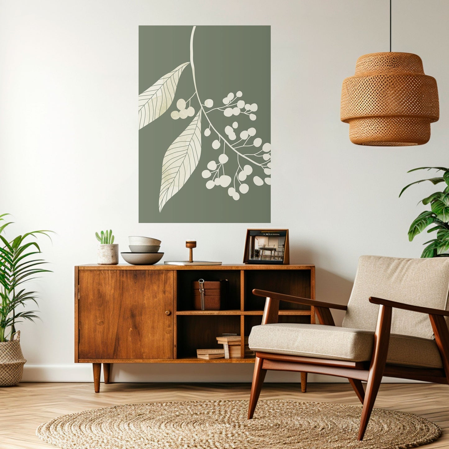 SERENE LEAFY FANTASIES Vertikal poster med självhäftande klistermärke