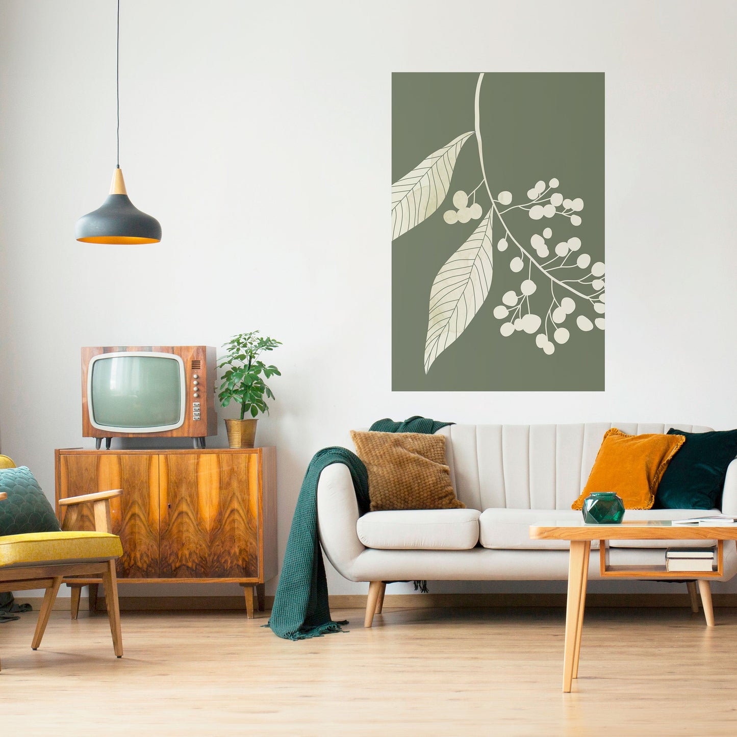 SERENE LEAFY FANTASIES Vertikal poster med självhäftande klistermärke