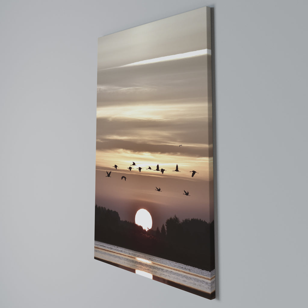 SUNSET FLIGHT SYMPHONY Vertical Canvas Print