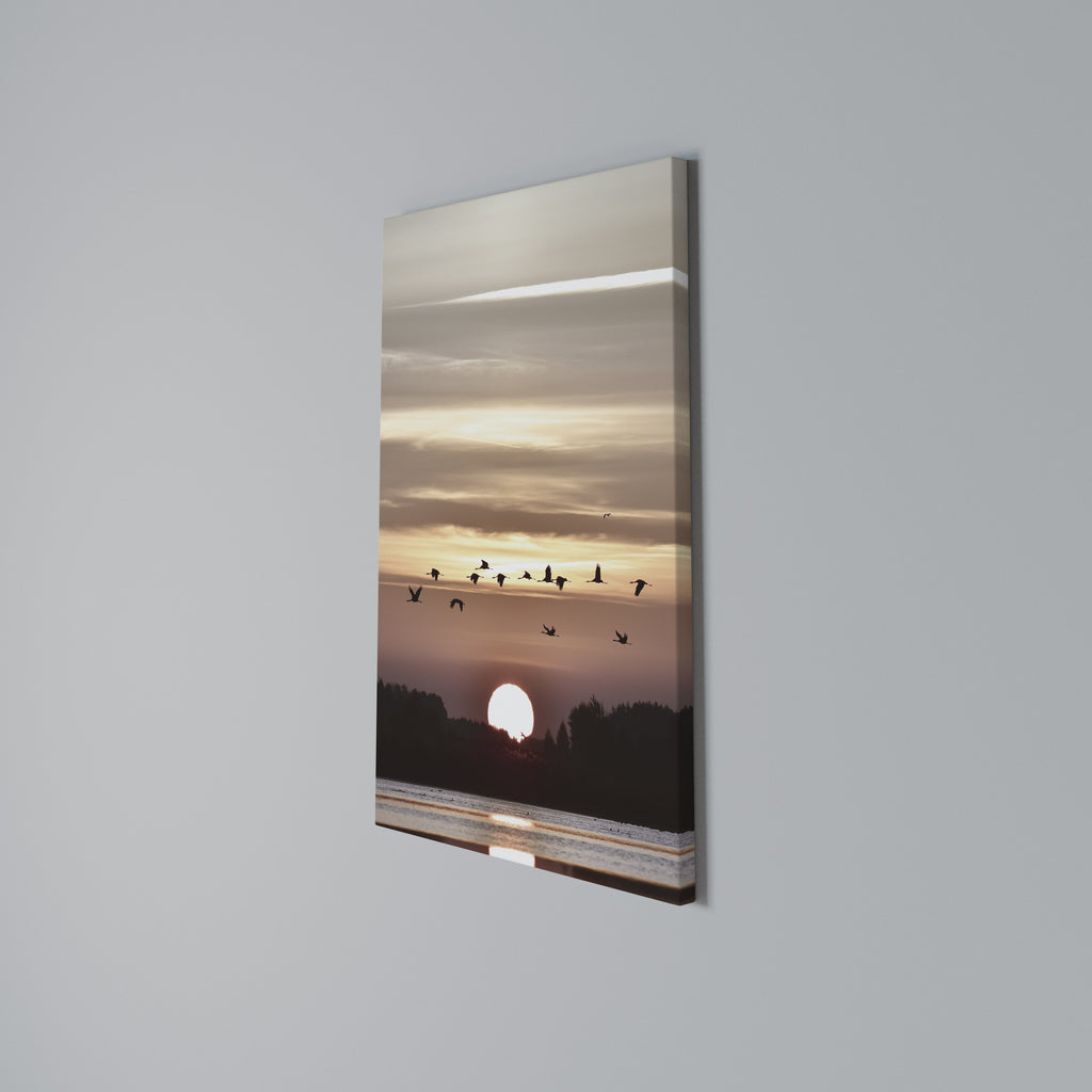 SUNSET FLIGHT SYMPHONY Vertical Canvas Print
