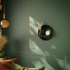 FERN SECRETS Round Art Shelf In Black Finish