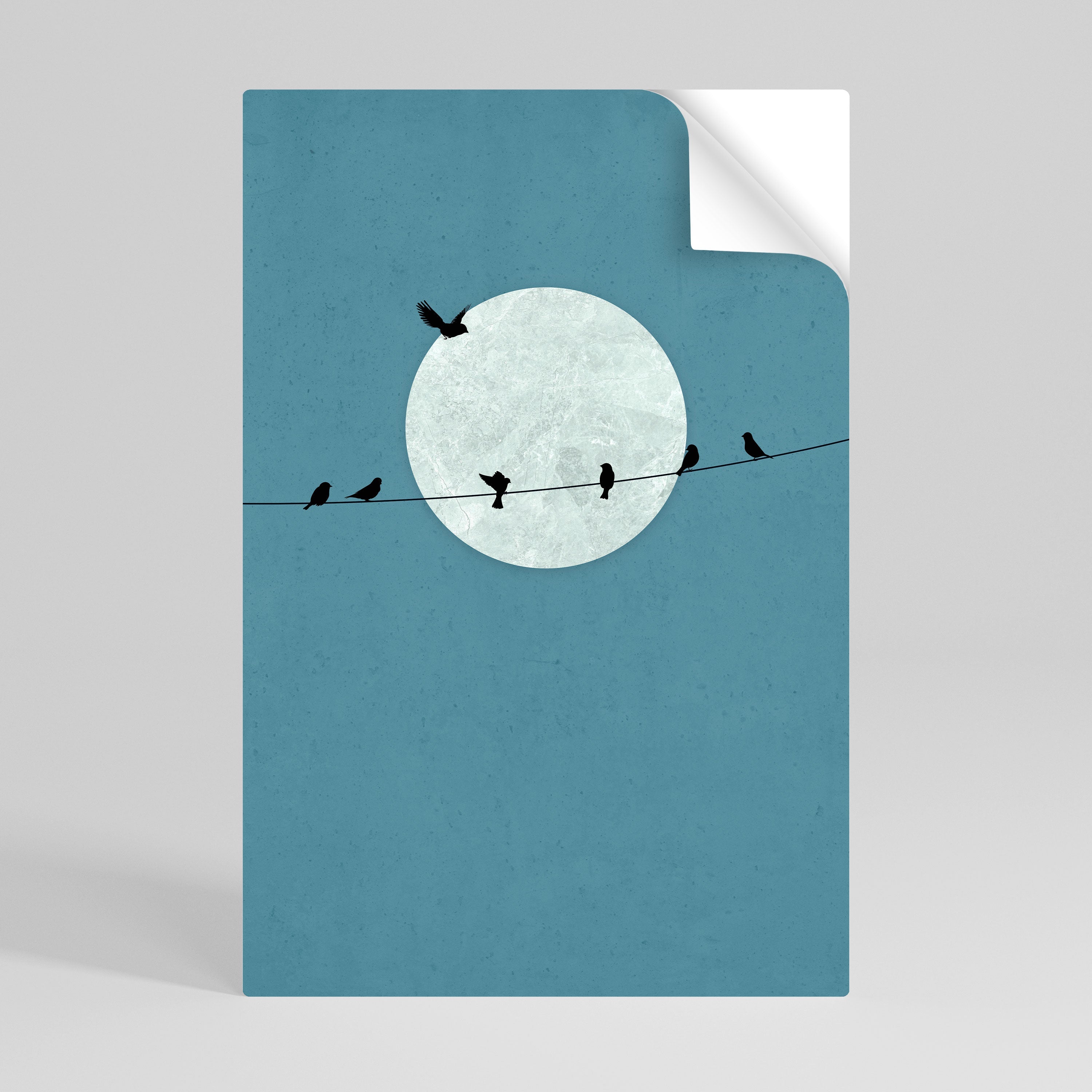 MOONLIT REST vertikal poster med självhäftande text