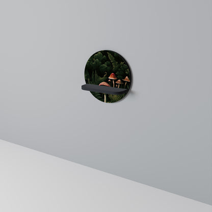 WHISPERING WOODLAND Round Art Shelf In Black Finish