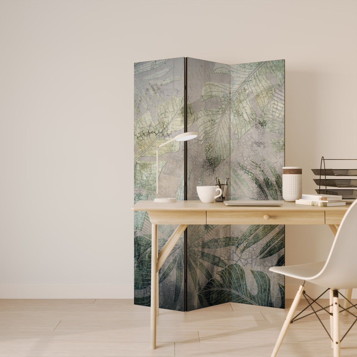 HARMONY IN GREENERY Dekorativ rumsavdelare – 3 paneler