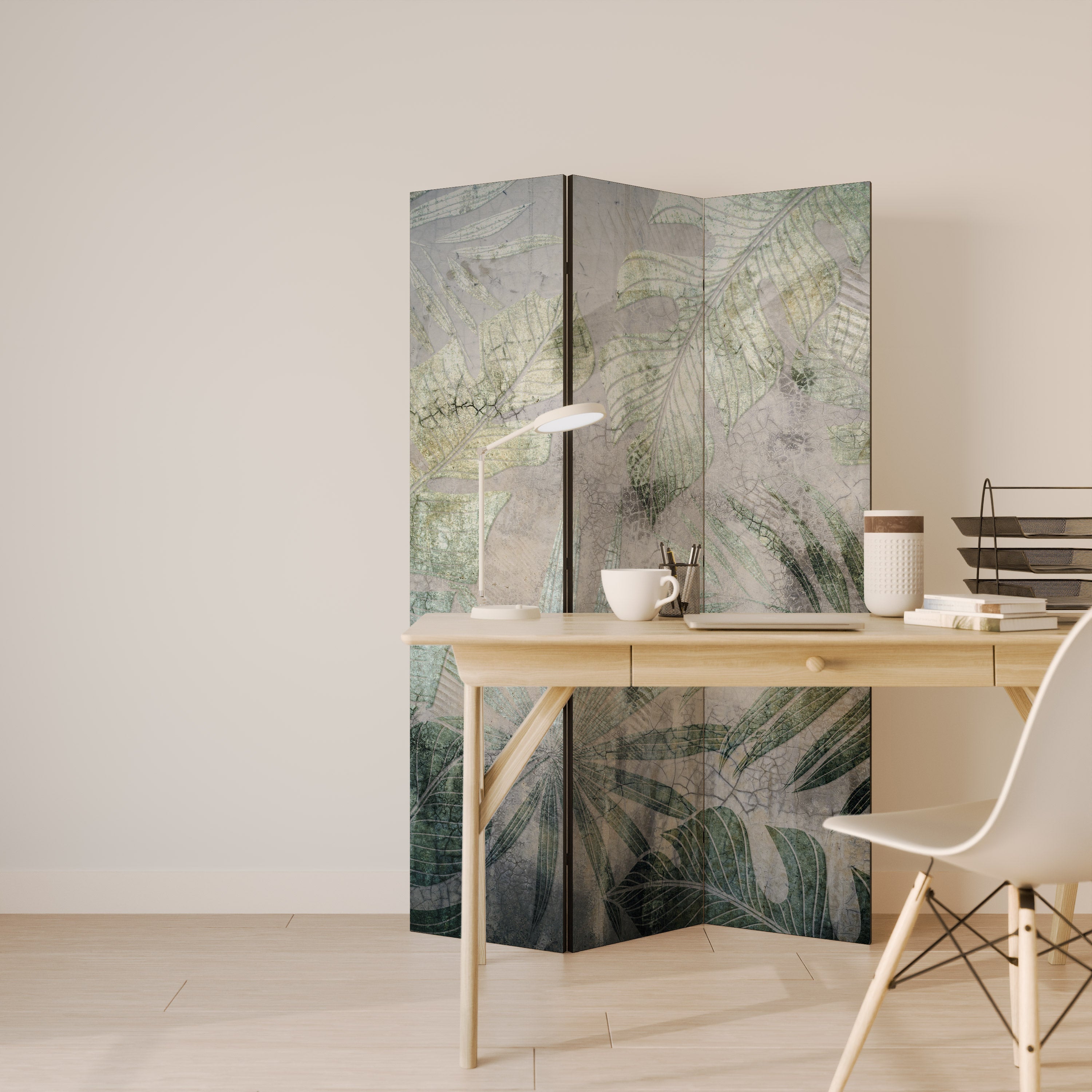 HARMONY IN GREENERY Dekorativ rumsavdelare med 3 paneler
