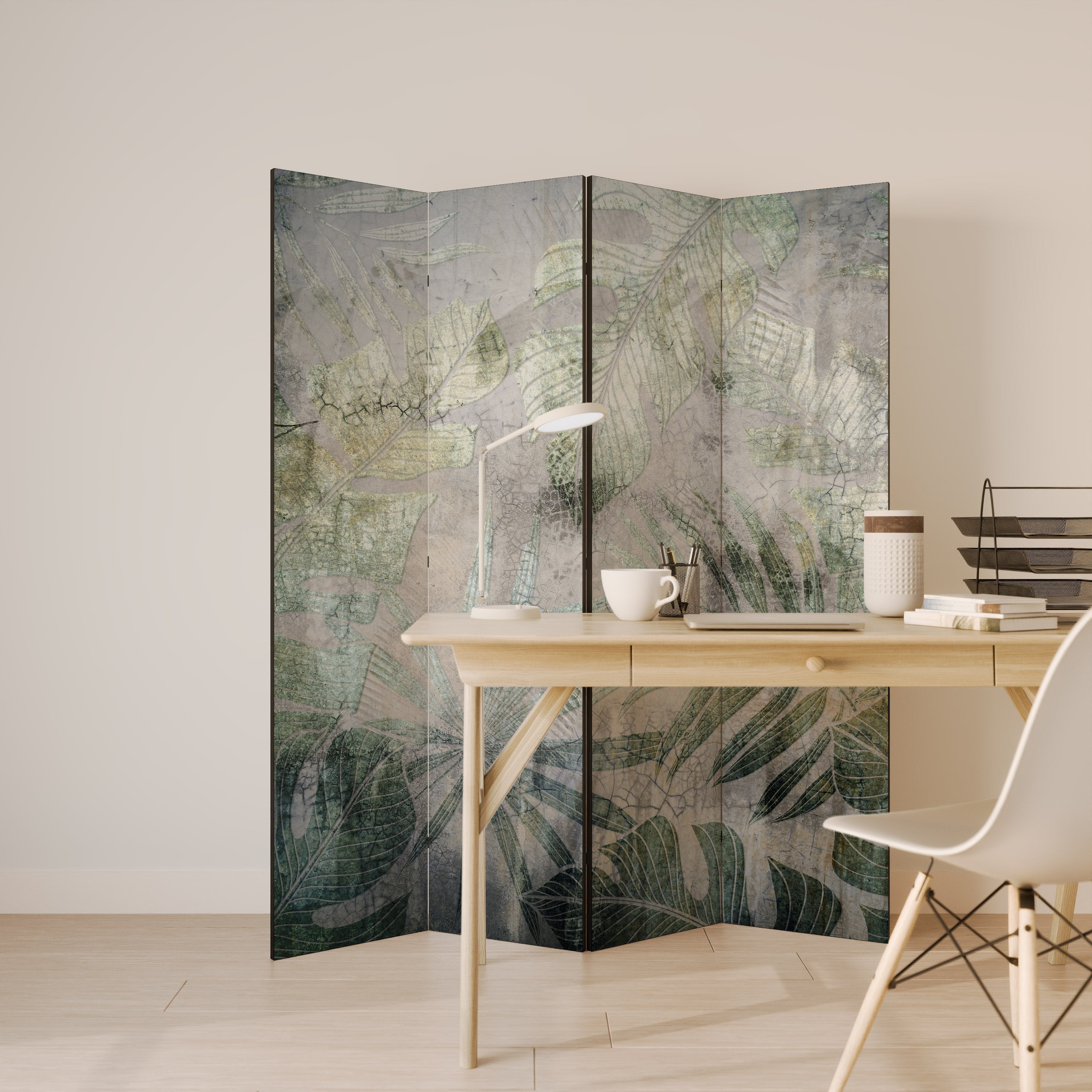 HARMONY IN GREENERY Dekorativ rumsavdelare med 4 paneler