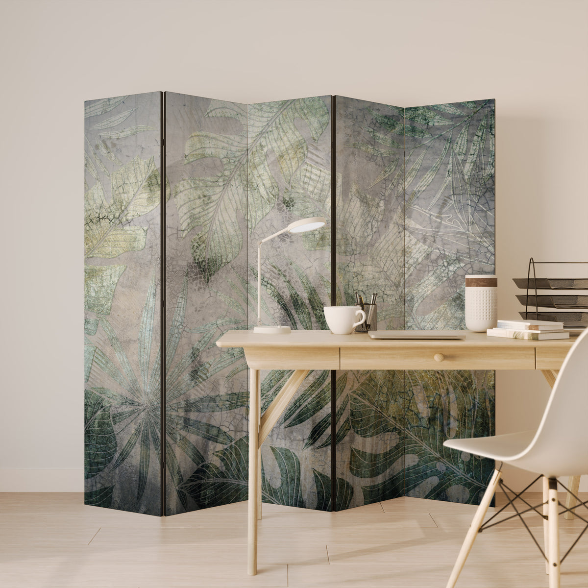 HARMONY IN GREENERY Dekorativ rumsavdelare – 5 paneler