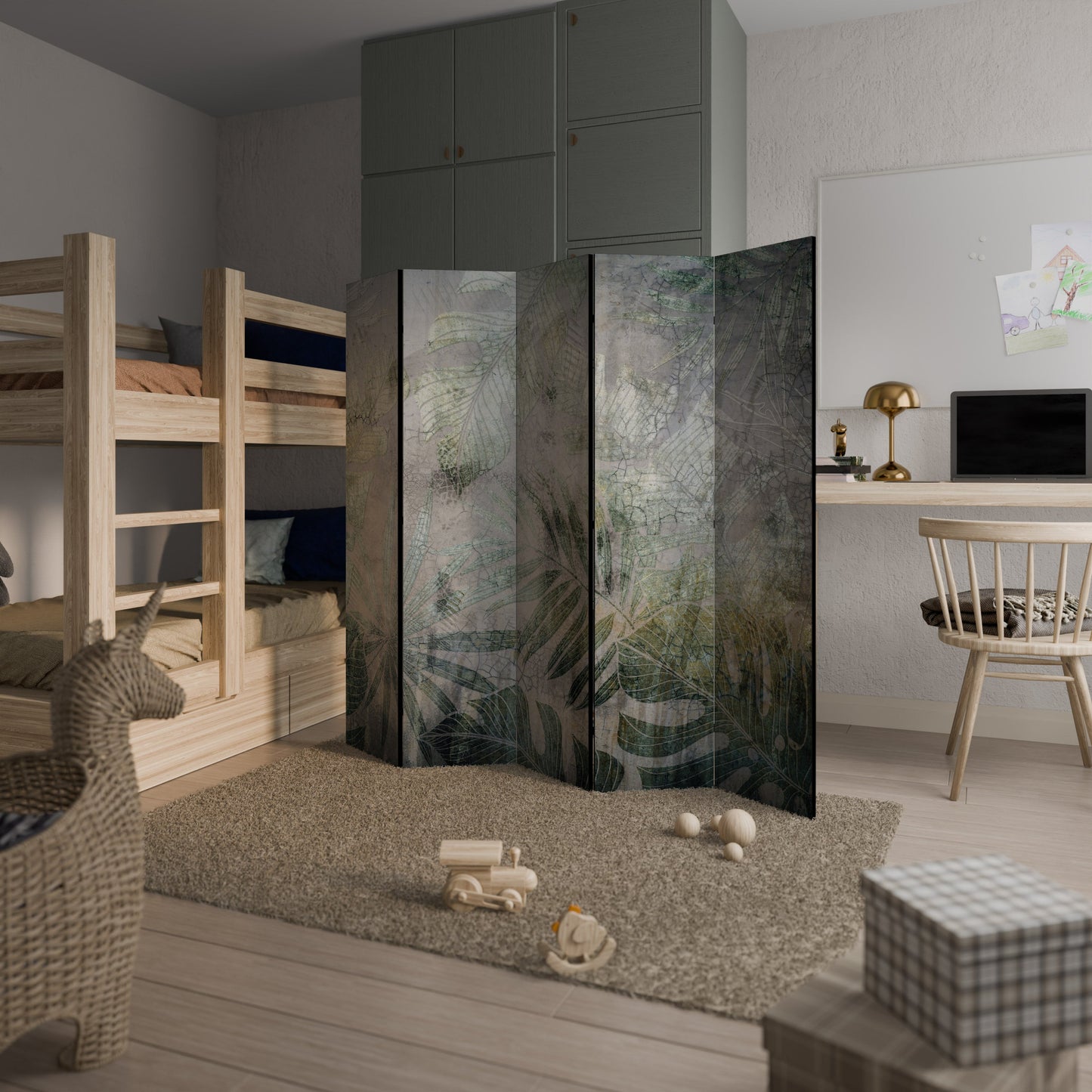HARMONY IN GREENERY Decorative 5-Panel Room Divider