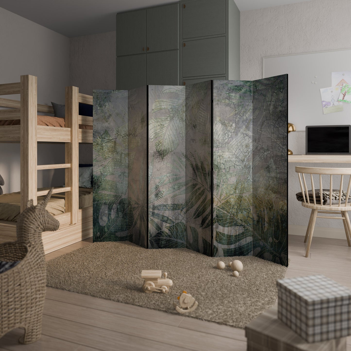HARMONY IN GREENERY Decorative 6-Panel Room Divider