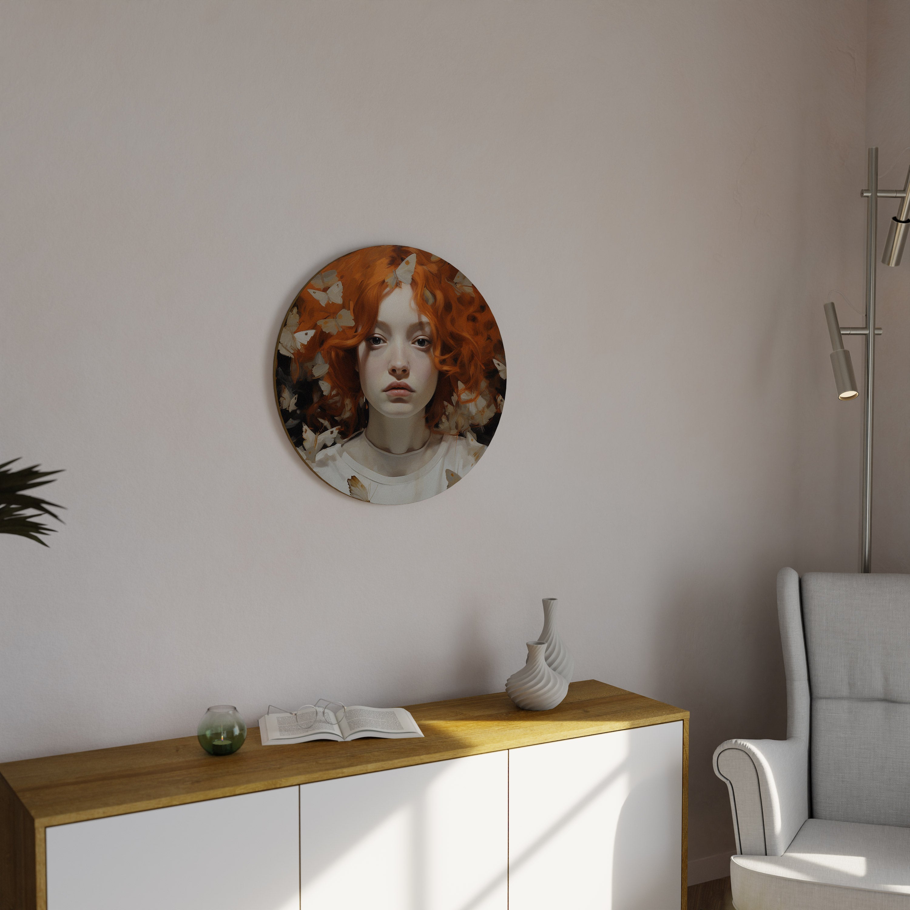 Rund väggdekoration med fjärilsdrömmar