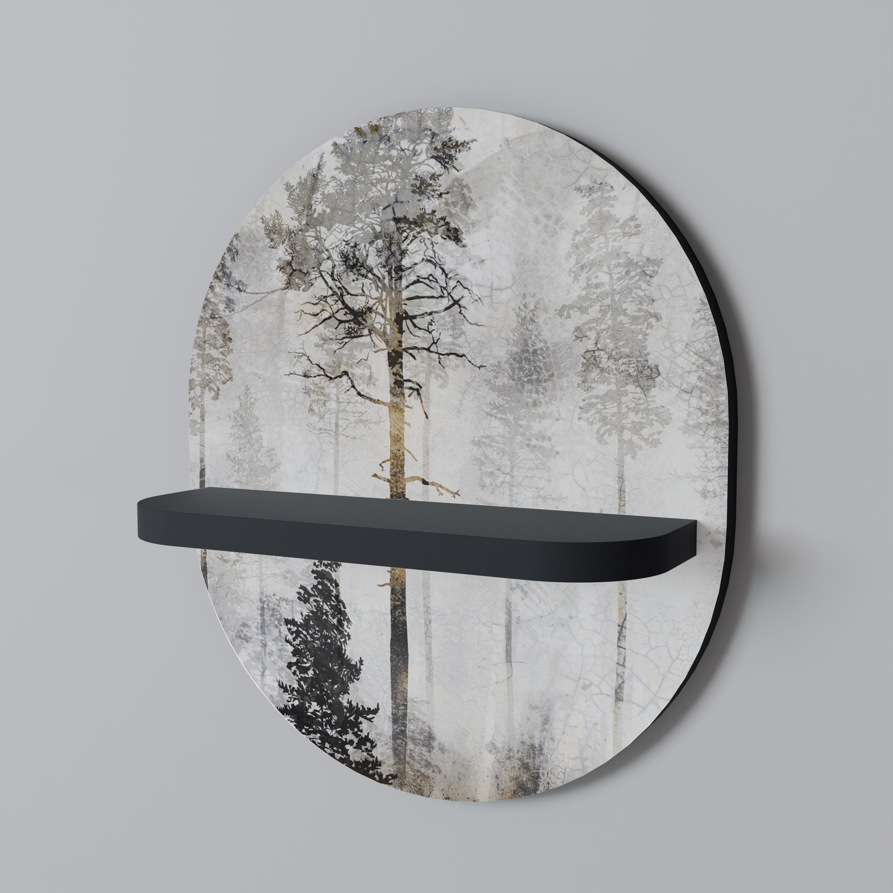 FADE IN THE TREES Oval konsthylla i svart finish