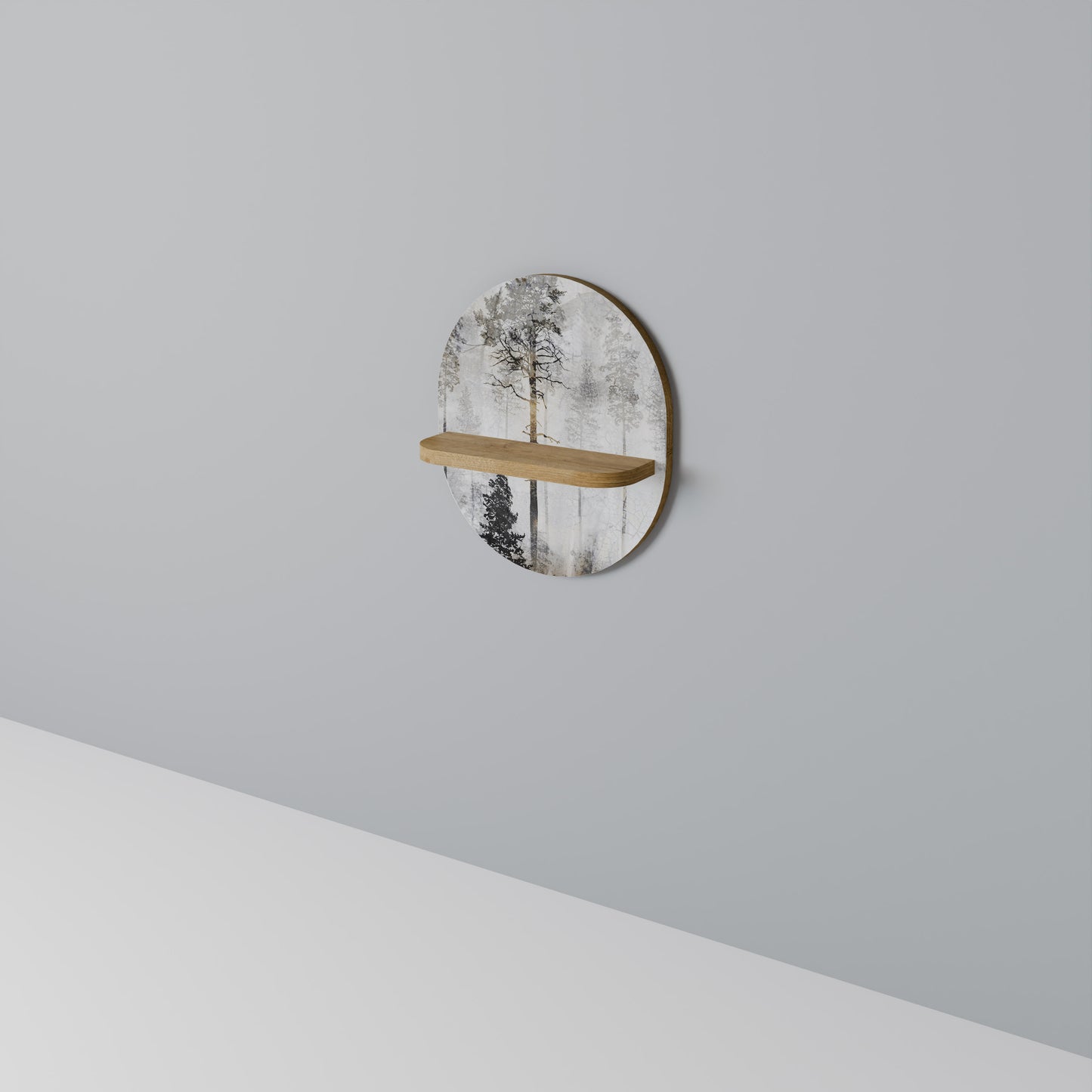 BLEKNA IN TRÄDEN Oval konsthylla i ekeffekt