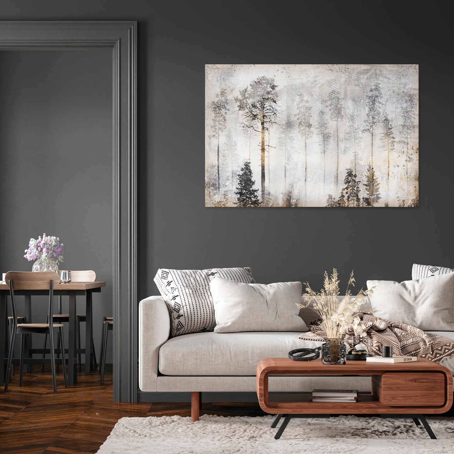 FADE IN THE TREES Horizontal Canvas Print