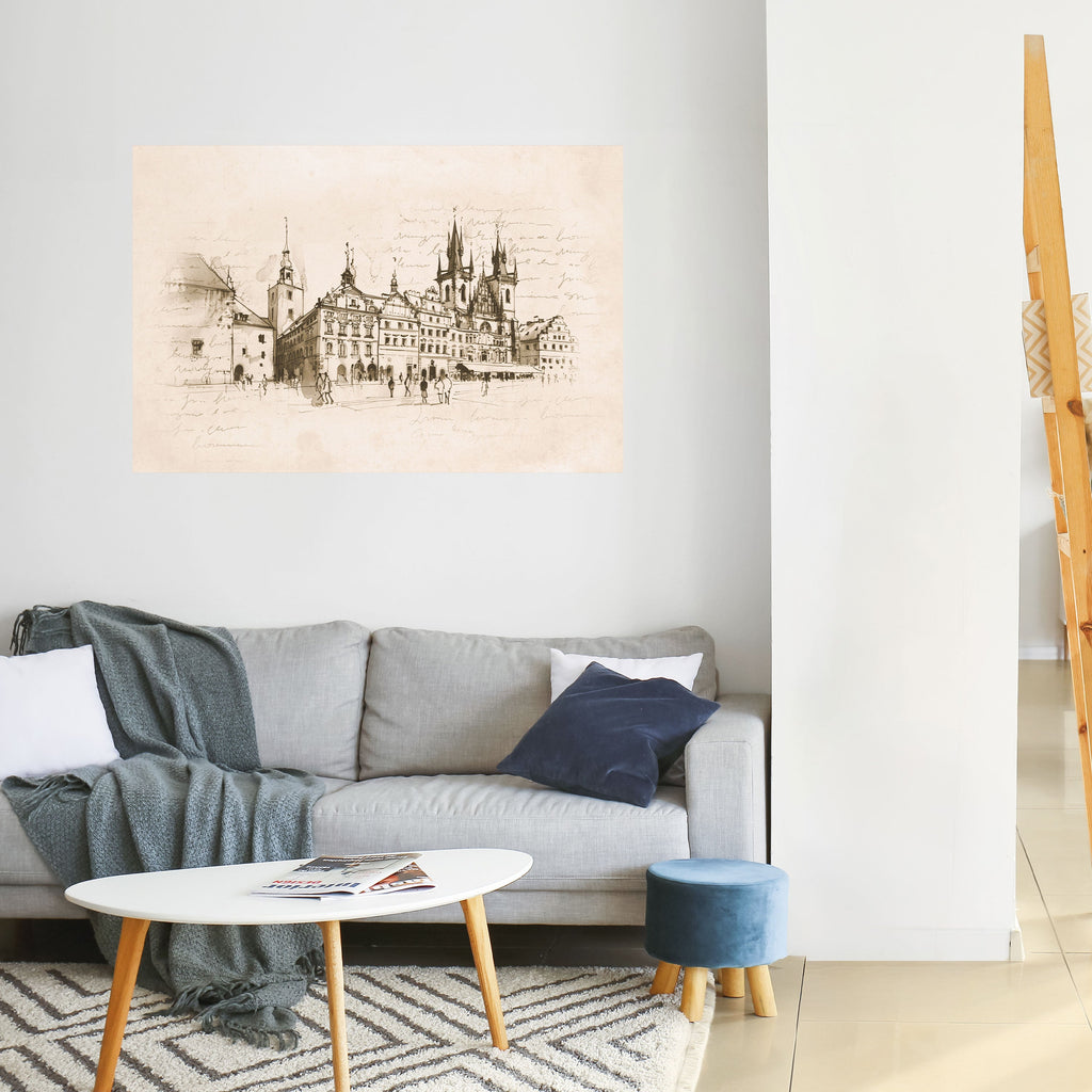 VISKNINGAR OM ARKITEKTUR Horisontell affisch med självhäftande text