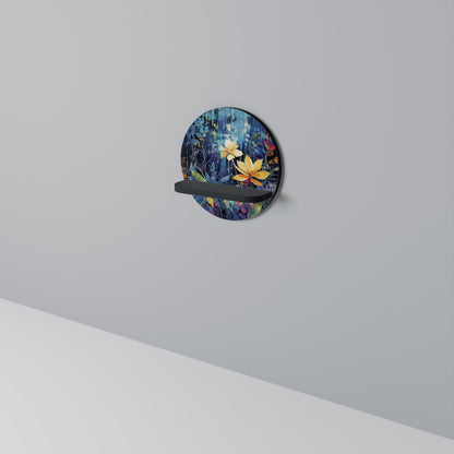 MIDNIGHT BLOSSOM Rund konsthylla i svart finish
