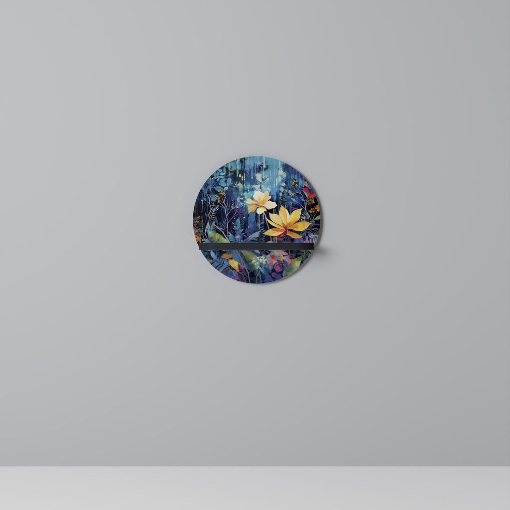 MIDNIGHT BLOSSOM Rund konsthylla i svart finish